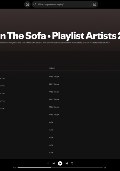 Jazz On The Sofa 2024 Playlist