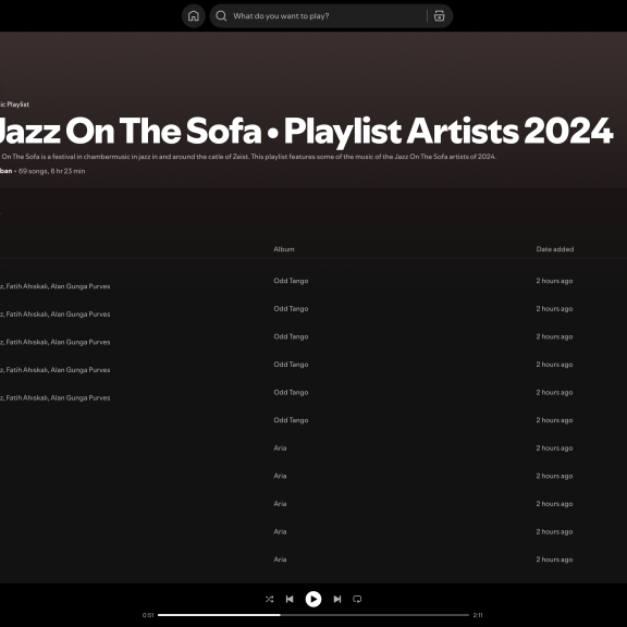 Jazz On The Sofa 2024 Playlist